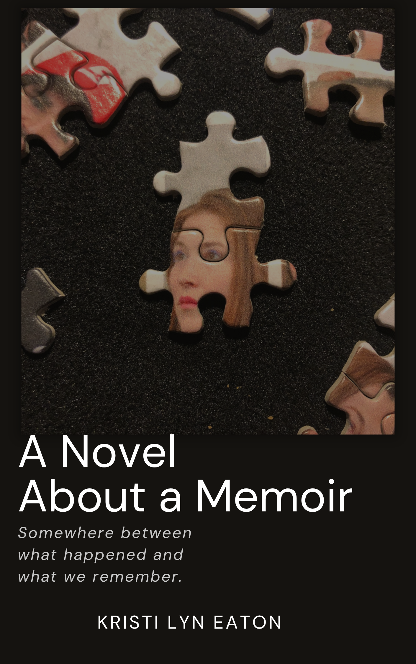 Cover Art: A woman's face pieced together from two puzzle pieces, the rest of the puzzle scattered and unassembled on black. Tagline: Somewhere between what happened and what we remember.